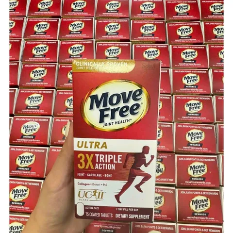 HÀNG Mỹ Viên Move Free Joint Health Ultra Type II Collagen + Boron + HA Hộp 75 Viên. DATE 2026