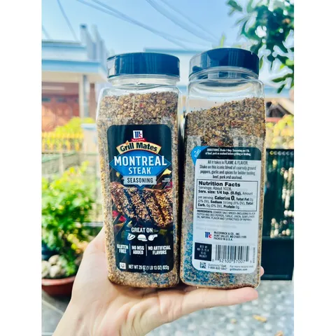 Hàng Mỹ HỘP 822g Muối ,GIA VỊ TẨM ƯỚP BÒ NƯỚNG Mỹ Grill Mates Montreal Steak Seasoning