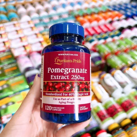 MẪU MỚI  Mỹ VIÊN UỐN G CHỐNG NẮNG LỰU PURITAN'S PRIDE POMEGRANATE EXTRACT 250MG 120 VIÊN