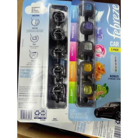Vĩ 5 lọ nước hoa xe hơi Febreze Car 5 Packs gồm 5 hộp mỗi hộp 2ml của Mỹ