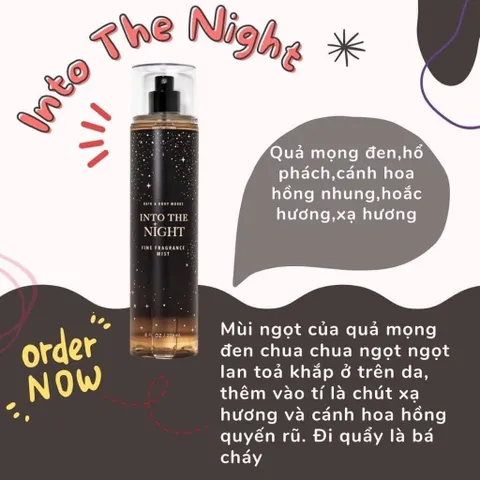 Mẫu mới Chính hãng Mỹ Xịt thơm toàn thân Bodymist  mùi Into The Night Hương Nước Hoa Cao Cấp Mỹ 236ml