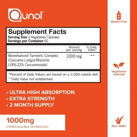 VIÊN TINH CHẤT NGHỆ TƯƠI 120 viên QUNOL EXTRA STRENGTH TURMERIC CURCUMIN COMPLEX 1000MG MỸ