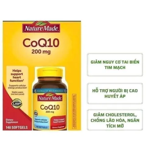 COQ10 200 MG - VIÊN UỐNG HỖ TRỢ TIM MẠCH - HỘP 140 VIÊN ( DATE XA 2026)