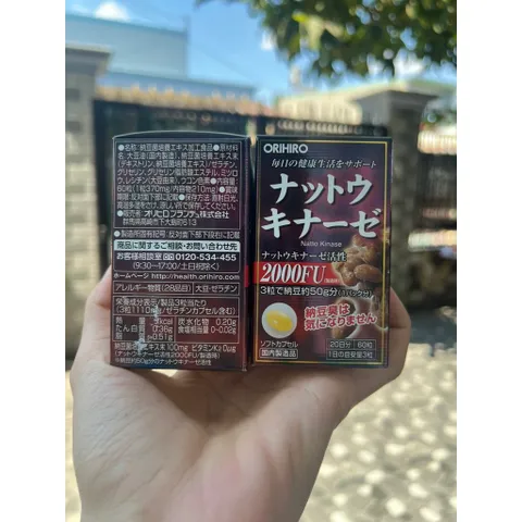 Viên uố ng chố ng đ ột qu ỵ, ta i biế n Natto Kinase 2000FU Orihiro Nhật.