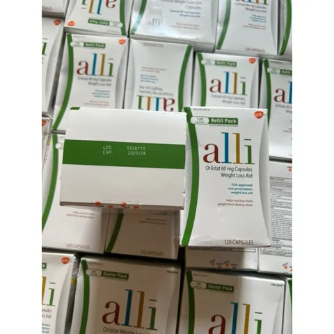 date 8/2025 CHÍNH HÃNG MỸ ALLI ORLISTAT 60 MG CAPSULES WEIGHT LOSS AID 60 VIÊN và 120 VIÊN