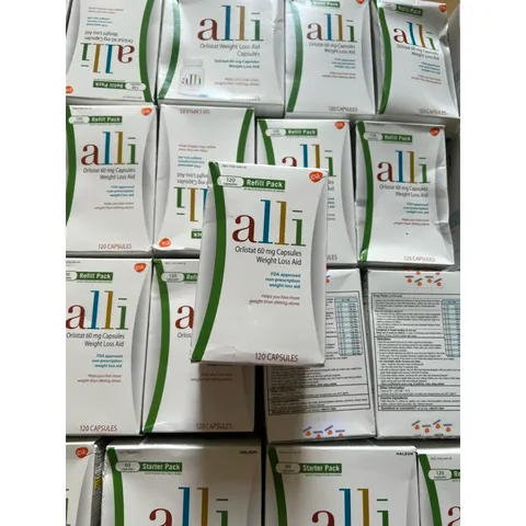 date 8/2025 CHÍNH HÃNG MỸ ALLI ORLISTAT 60 MG CAPSULES WEIGHT LOSS AID 60 VIÊN và 120 VIÊN