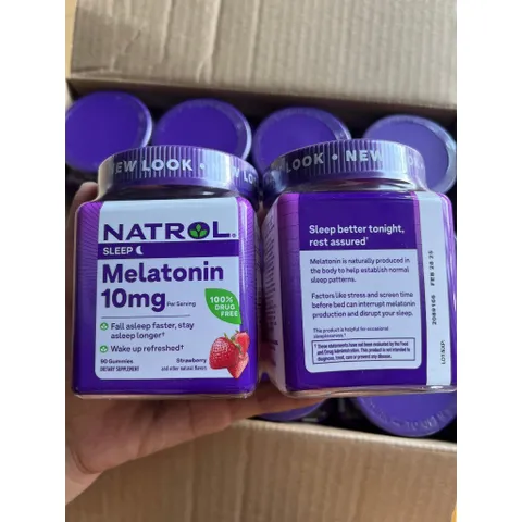 Mẫu mới Kẹo ngủ Natrol Gummies Melatonin 10mg 90 viên. Date 2025