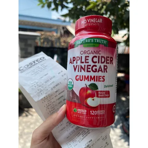 Date 11/2025 Kẹo dẻo giấm táo hữu cơ Nature's Truth Organic Apple Cider Vinegar 120 viên từ MỸ giả m mỡ giả m cân