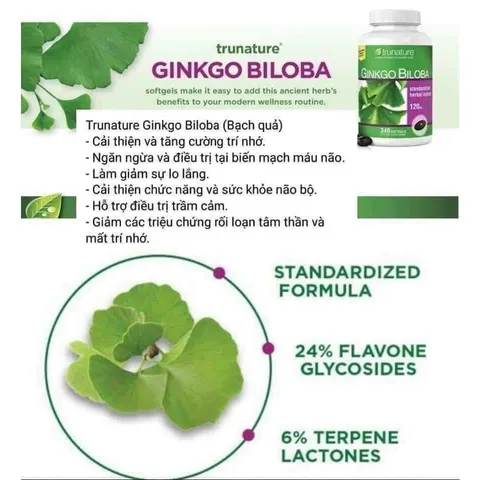 Viên Uống Bổ Não Trunature Ginkgo Biloba 120mg 340 Viên. date 2027 832276