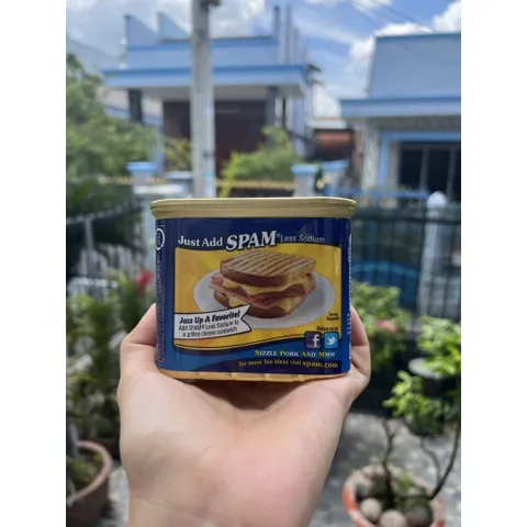 Thịt hộp Spam 25% Less Sodium 340g Mỹ Ít Muối Ít Mặn Xông Khói (Date 2026)