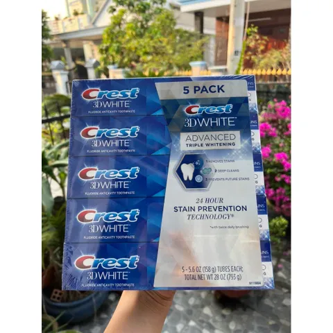 LỐC 5 tuyp  Kem Đánh Răng Crest 3D White Advanced 158g.