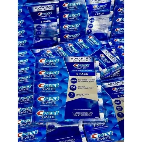 Lốc 5tuýp kem đánh răng Crest 3D White Advanced Triple Whitening 158g Mỹ, trắng răng date 24