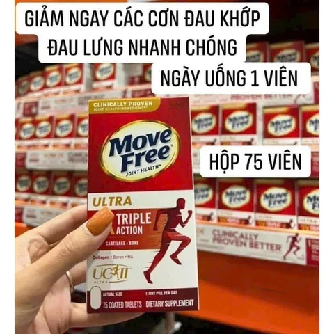 Chính Hãng Mỹ Viên Move Free Joint Health Ultra Type II Collagen + Boron + HA Hộp 75 Viên