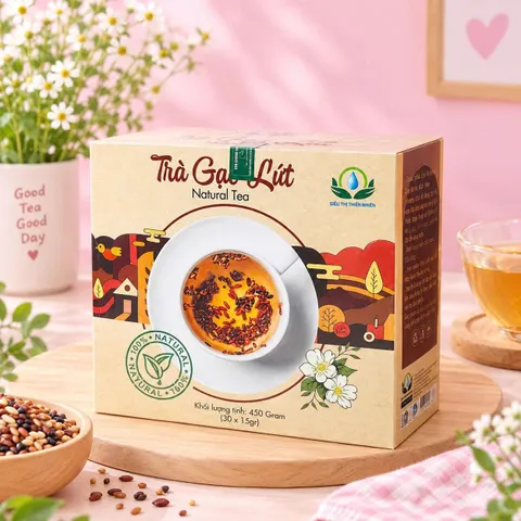 Trà Gạo Lứt Đỏ, Gạo Lứt Tím Hộp 30 Túi Nilon Siêu Thị Thiên Nhiên