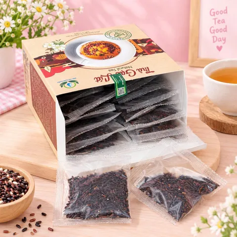 Trà Gạo Lứt Đỏ, Gạo Lứt Tím Hộp 30 Túi Nilon Siêu Thị Thiên Nhiên