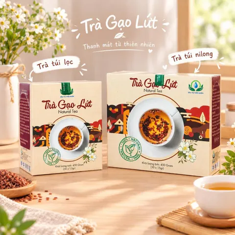 Trà Gạo Lứt Đỏ, Gạo Lứt Tím Hộp 30 Túi Nilon Siêu Thị Thiên Nhiên