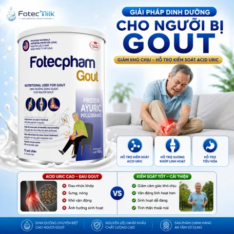 Sữa Bột Fotechpham Việt Nam Dinh Dưỡng Hỗ Trợ Ổn Định Axit Uric Bảo Vệ Xương Khớp 400G Fotecmilk