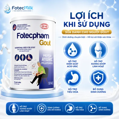 Sữa Bột Fotechpham Việt Nam Dinh Dưỡng Hỗ Trợ Ổn Định Axit Uric Bảo Vệ Xương Khớp 400G Fotecmilk