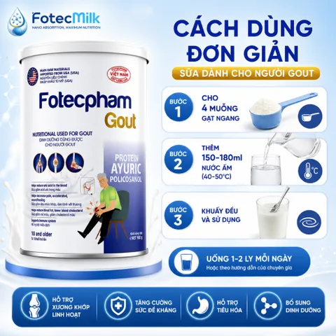 Sữa Bột Fotechpham Việt Nam Dinh Dưỡng Hỗ Trợ Ổn Định Axit Uric Bảo Vệ Xương Khớp 400G Fotecmilk