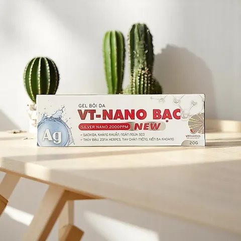Gel bôi da VT Nano Bạc 2000PPM New – Kháng khuẩn, giảm mụn, làm mờ thâm sẹo, hỗ trợ da bị zona – Tuýp 20g