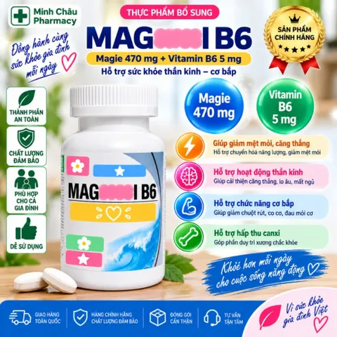 Viên Uống M-a-g-n-e-s-i-u-m B6 NIC Bổ Sung Khoáng Chất Cân Bằng Năng Lượng Thư Giãn Cơ Thể (Lọ 250 Viên)
