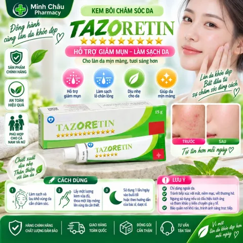Gel Bôi Da T-a-z-o-r-e-t-i-n Skincare Hỗ Trợ Mịn Bề Mặt Da & Chăm Sóc Da Dầu Mụn Tuýp 15g