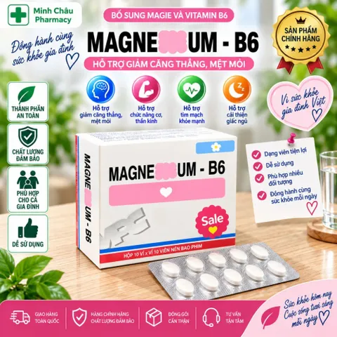 Viên uống bổ sung Magnesi và vitamin B6 giảm chuột rút,căng thẳng-Hộp 100 viên- VCP