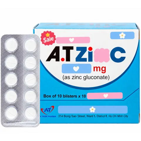 Viên Uống A-T Z-i-n-c 10mg Hỗ Trợ Bổ Sung Kẽm & Tăng Cường Đề Kháng Cho Cơ Thể Hộp 100 Viên (10 Vỉ x 10 Viên)