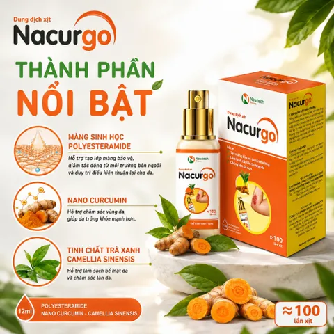 Chai xịt vết thương Nacurgo 30ml - Màng Sinh Học Polyesteramide – Hỗ trợ bảo vệ da