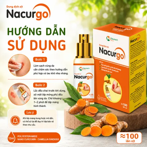Chai xịt vết thương Nacurgo 30ml - Màng Sinh Học Polyesteramide – Hỗ trợ bảo vệ da