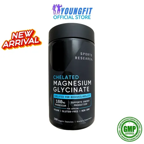 Viên Uống Bổ Sung Magie Hữu Cơ Sports Research Chelated Magnesium Glycinate Cải Thiện Giắc Ngủ Trí Nhớ - YoungFit
