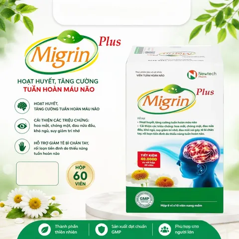 Migrin Plus Hộp 20 Viên – Hỗ Trợ Tuần Hoàn Não, Chăm Sóc Não Bộ Và Giấc Ngủ