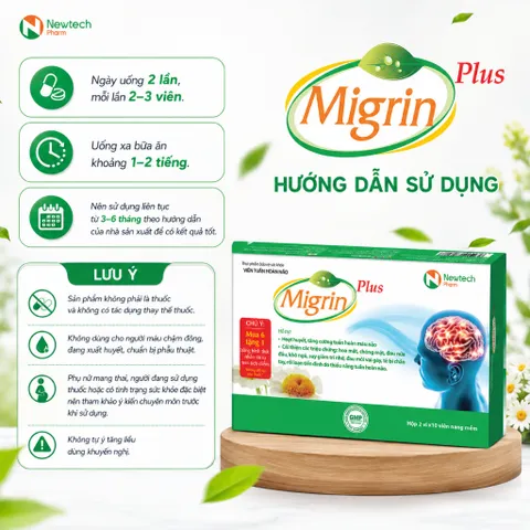 Migrin Plus Hộp 20 Viên – Hỗ Trợ Tuần Hoàn Não, Chăm Sóc Não Bộ Và Giấc Ngủ
