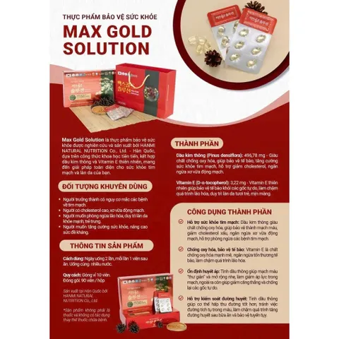Viên uống dầu Max Gold Solution Thông đỏ Hàn Quốc Made in Korea