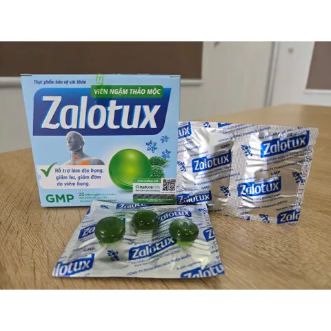 Viên ngậm thảo mộc Zalotux - Kẹo Ngậm Hỗ Trợ Giảm Ho, Ngứa Rát Họng, Giảm Đờm - Hộp 20 viên