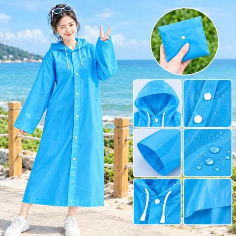 Áo Mưa Liền Thân Du Lịch Chống Thấm Gọn Nhẹ Dễ Mang Theo