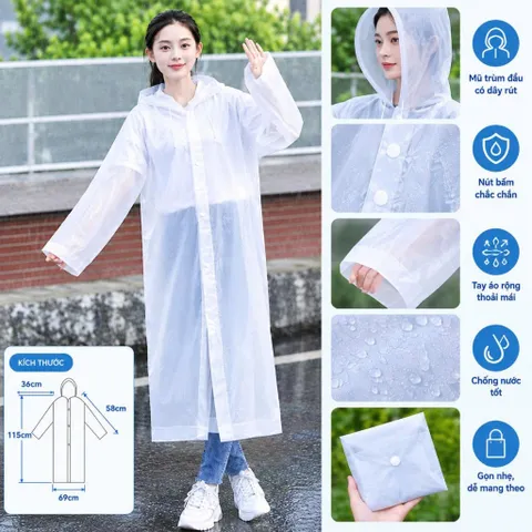 Áo Mưa Liền Thân Du Lịch Chống Thấm Gọn Nhẹ Dễ Mang Theo