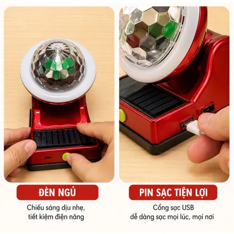 Đèn Led Ma Thuật Năng Lượng Mặt Trời, Đèn Sạc Đa Năng, Nháy Theo Nhạc Chiếu Sáng Đủ Các Mầu