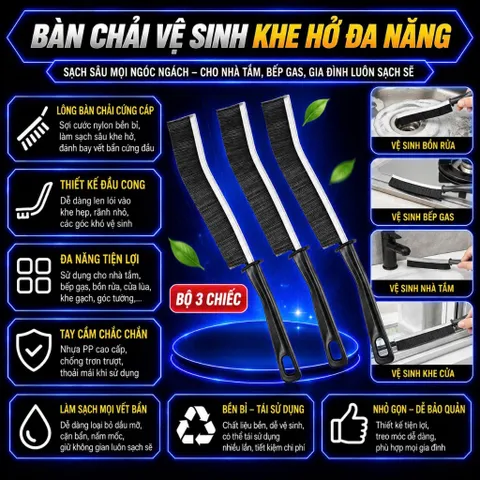 Bàn Chải Vệ Sinh Khe Hở Cửa Sổ , Bồn Rửa Bát Đa Năng Nhỏ Gọn, Lông Cứng, Thiết Kế Tiện Lợi