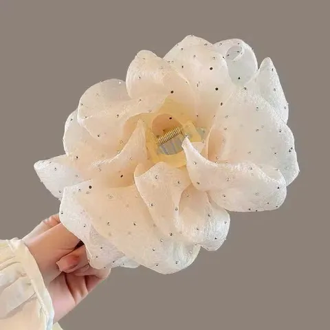 Kẹp Tóc Nơ Voan Tiểu Thư Phong Cách Hàn Quốc Size 13cm Kẹp Tóc Nơ Voan Chấm Bi Cặp Tóc Nơ Size Lớn Búi Sau Đầu Tiều Thư