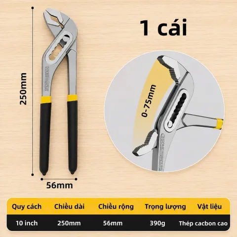 Kìm Mỏ Quạ Đa Năng 10inch Tay Cầm Êm , Thép không Gỉ ,Tay Bọc cao Su Êm Ái