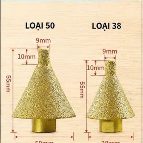Mũi Khoan Kim Cương Hình Nón, Đá lỗ Mở lỗ Kim Cương Hình nón Phay Cỡ 38mm Và 50mm