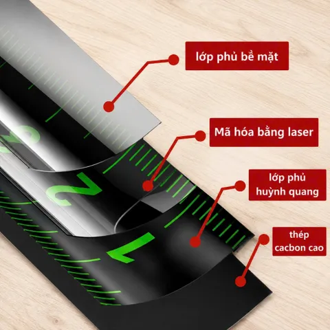Thước Dây Huỳnh Quang Carbon Chất Liệu Thép Không Rỉ , Loại Dài 5M , 7,5M Và 10M