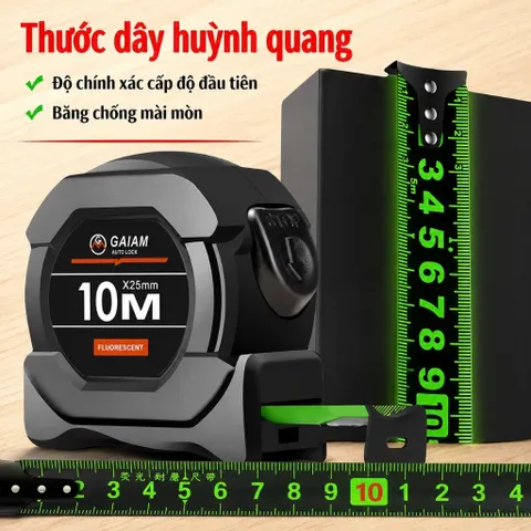 Thước Dây Huỳnh Quang Carbon Chất Liệu Thép Không Rỉ , Loại Dài 5M , 7,5M Và 10M