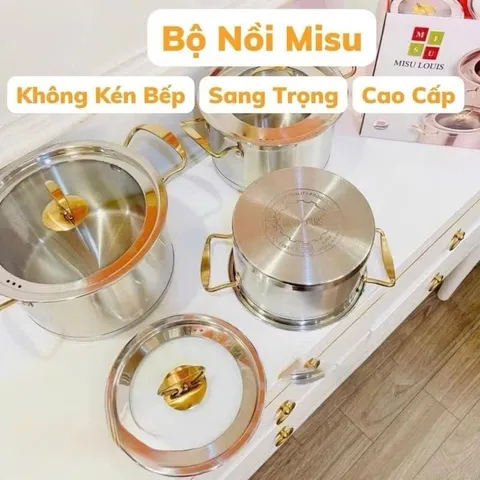 Bộ Nồi Inox 304 Đáy Nguyên 3 Lớp Truyền Nhiệt Nhanh Phù Hợp Mọi Loại Bếp