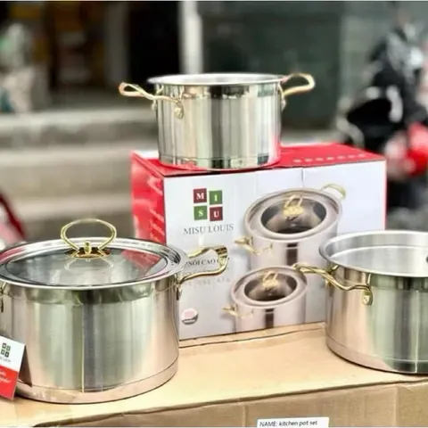 Bộ Nồi Inox 304 Đáy Nguyên 3 Lớp Truyền Nhiệt Nhanh Phù Hợp Mọi Loại Bếp