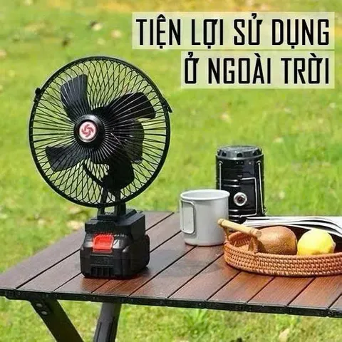 Quạt Tích Diện Pin 10 Cell, Quạt Sắt , Cánh Sắt ,Chạy Liên Tục & Tiếng. Quạt Tích Điện Pin Trâu Để Bàn