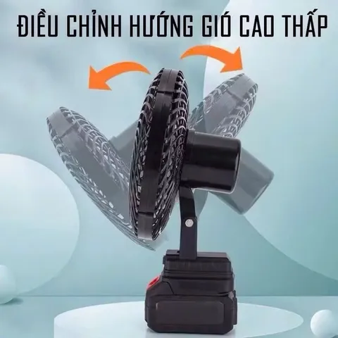 Quạt Tích Diện Pin 10 Cell, Quạt Sắt , Cánh Sắt ,Chạy Liên Tục & Tiếng. Quạt Tích Điện Pin Trâu Để Bàn