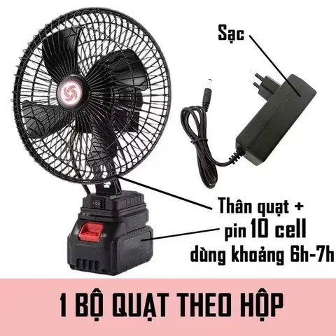 Quạt Tích Diện Pin 10 Cell, Quạt Sắt , Cánh Sắt ,Chạy Liên Tục & Tiếng. Quạt Tích Điện Pin Trâu Để Bàn