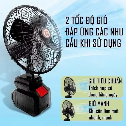 Quạt Tích Diện Pin 10 Cell, Quạt Sắt , Cánh Sắt ,Chạy Liên Tục & Tiếng. Quạt Tích Điện Pin Trâu Để Bàn